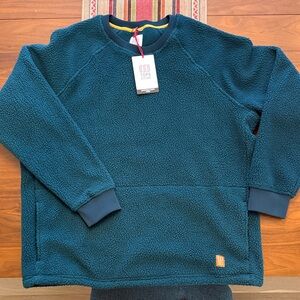 Topo Designs Men's Teal Crewneck Sherpa Pullover